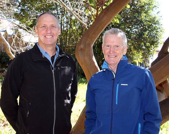 Sharing his story: Mountaineer Robert Mortimer, OAM, with Parrish Robbins, Head of Outdoor Education at Blue Mountains Grammar School.
