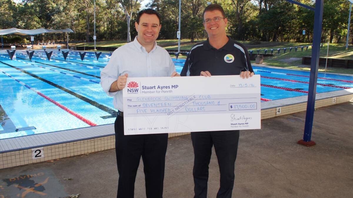 Funding boost: Member for Penrith Stuart Ayres with Glenbrook Swimming Club president Matthew Neale.