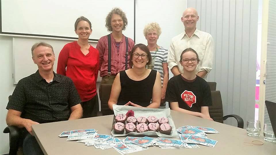 Federal Member for Macquarie Susan Templeman (centre) with members of Stop Adani Blue Mountains.