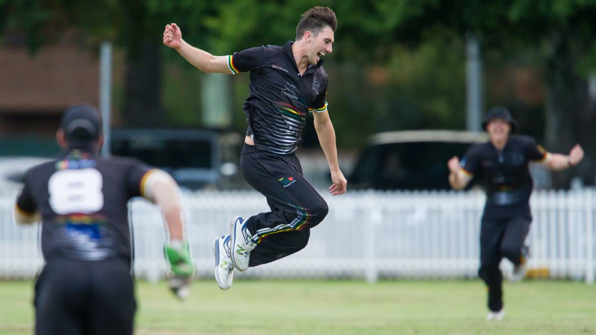 Winning ways: Pat Cummins celebrates with Penrith Cricket Club on Sunday. The club claimed the one day premiership, defeating traditional rivals Hawkesbury at Howells Oval. Photo: Ian Bird Photography.