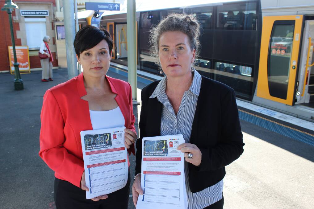 Opposition transport and infrastructure spokeswoman Jodi McKay with Blue Mountains MP Trish Doyle in Springwood.
