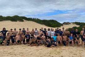 Blue Mountains Rugby players at Wanda Beach on March 16. Picture supplied