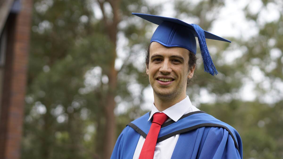 Asher Taccori at his graduation at the University of Wollongong.