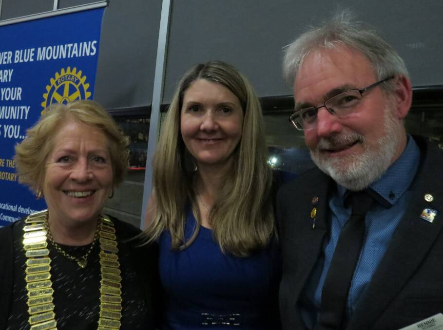 From left, Lower Blue Mountains Rotary outgoing president Pamela Noal, chairperson and Rotarian Kathy Powell, and new president Rennie Schmid.