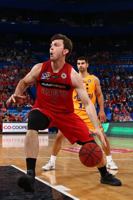 Angus Brandt of the Perth Wildcats works to the basket during the round seven NBL match between the Perth Wildcats and the Sydney Kings at Perth Arena on November 17. Photo: by Paul Kane/Getty Images.