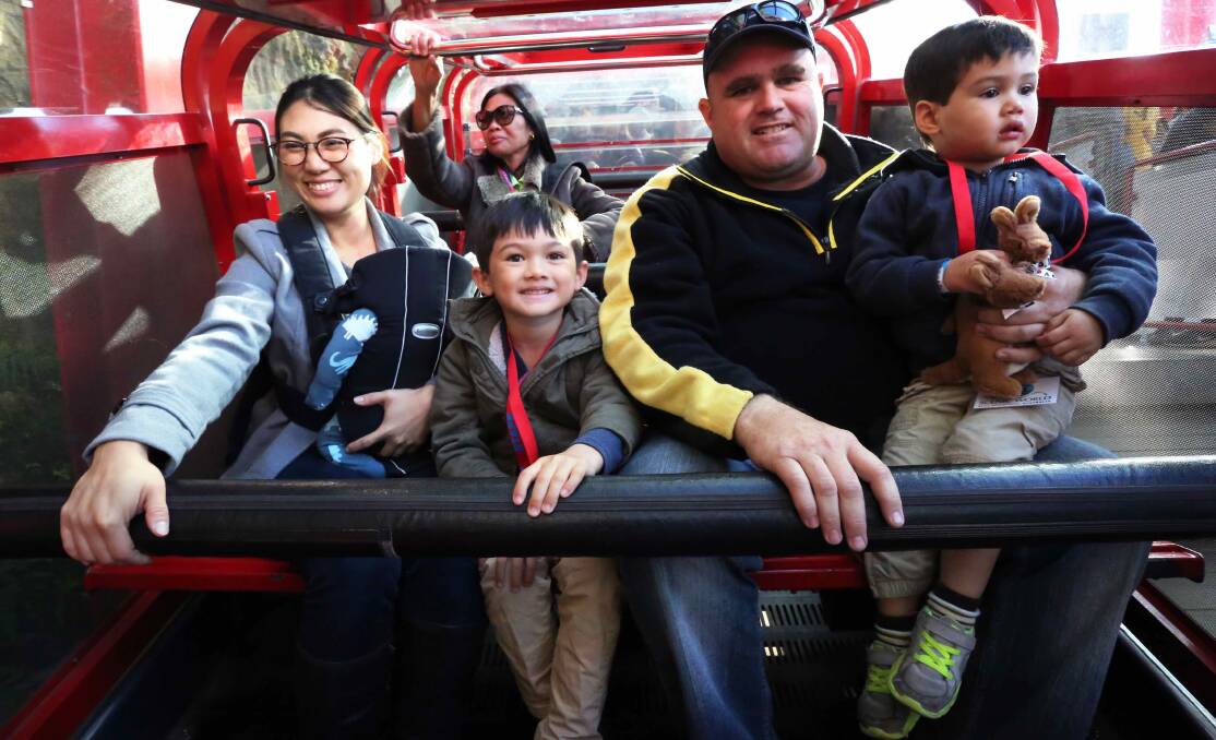 Celebration: Alan Parkinson and his family at Scenic World on Saturday. The Padstow man became the one millionth visitor in the Katoomba tourist attraction's operating year.