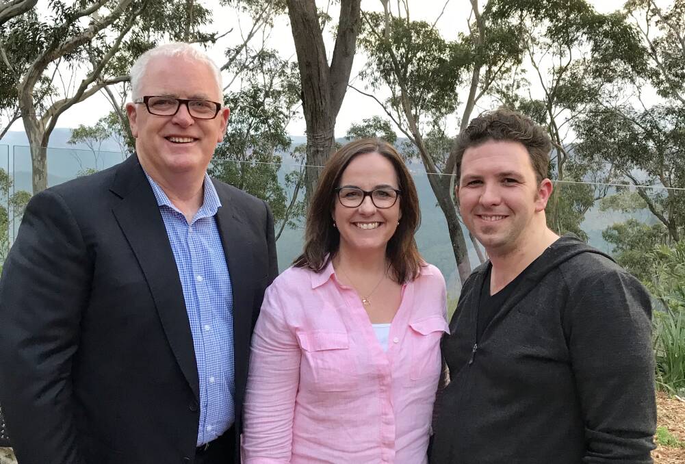 From left, Mark Barton of Barton Real Estate, incoming President of Blue Mountains Regional Business Chamber; outgoing president Peita Davies; and Chris Cannell, new vice president.
