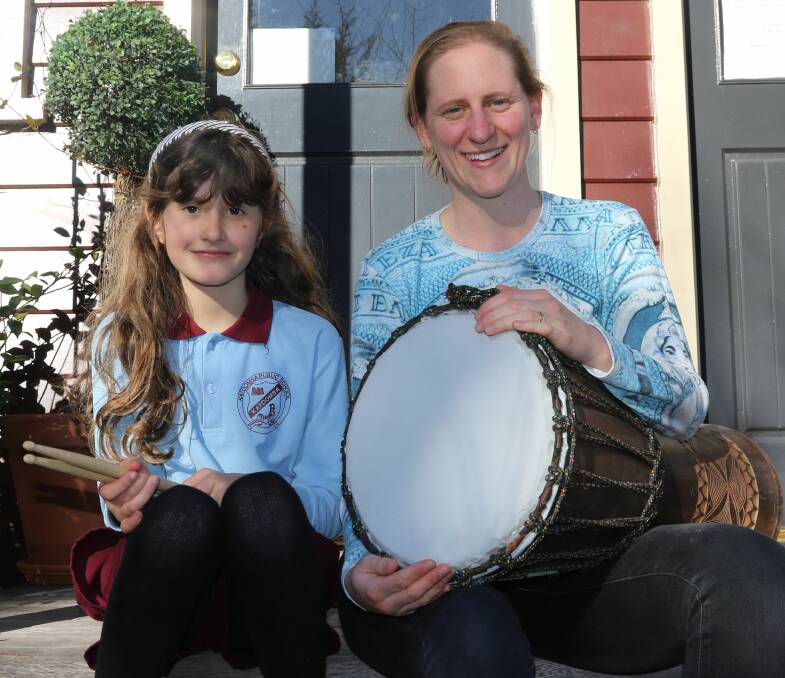 Drummer girls: Student Sylvie Jones with teacher Gina Tedeschi.
