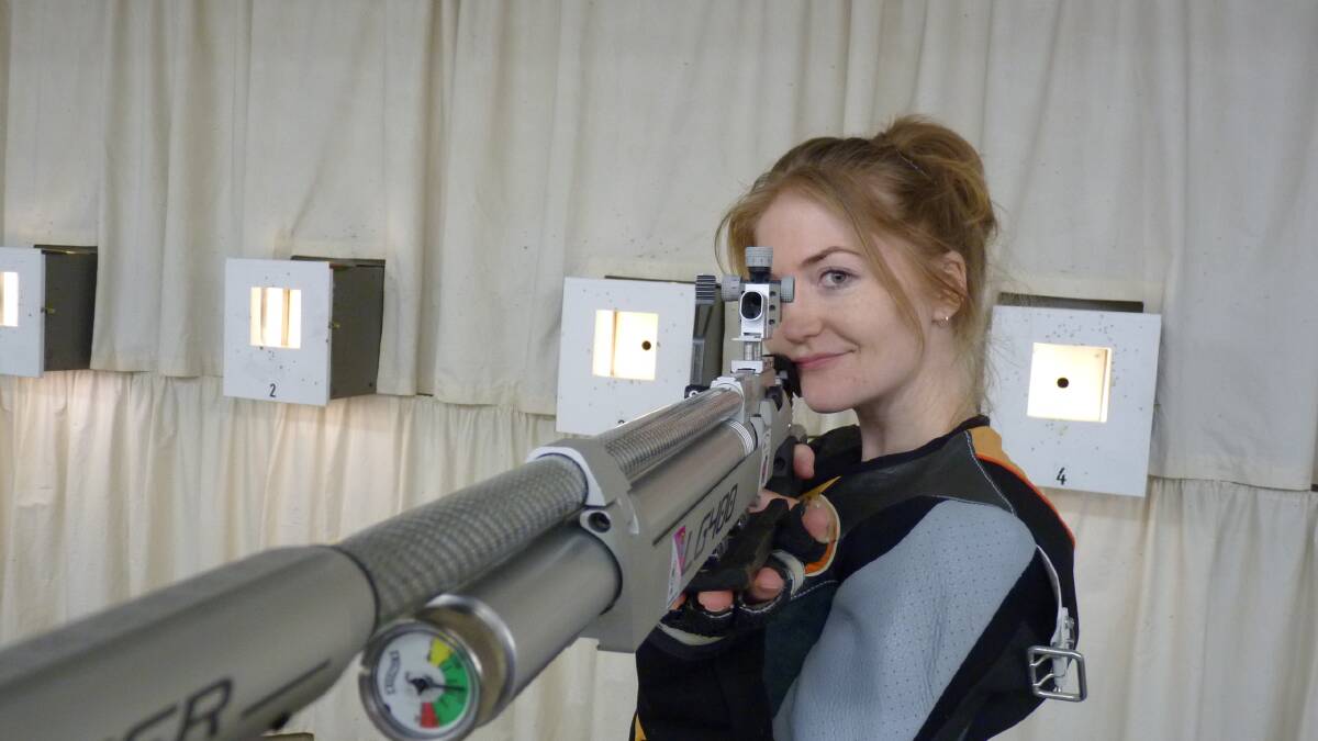 On target: Jennifer Hens has won a place on the Australian women's Olympic air rifle team. Photographed at her current rifle club, Dynamit Fürth, in Germany.