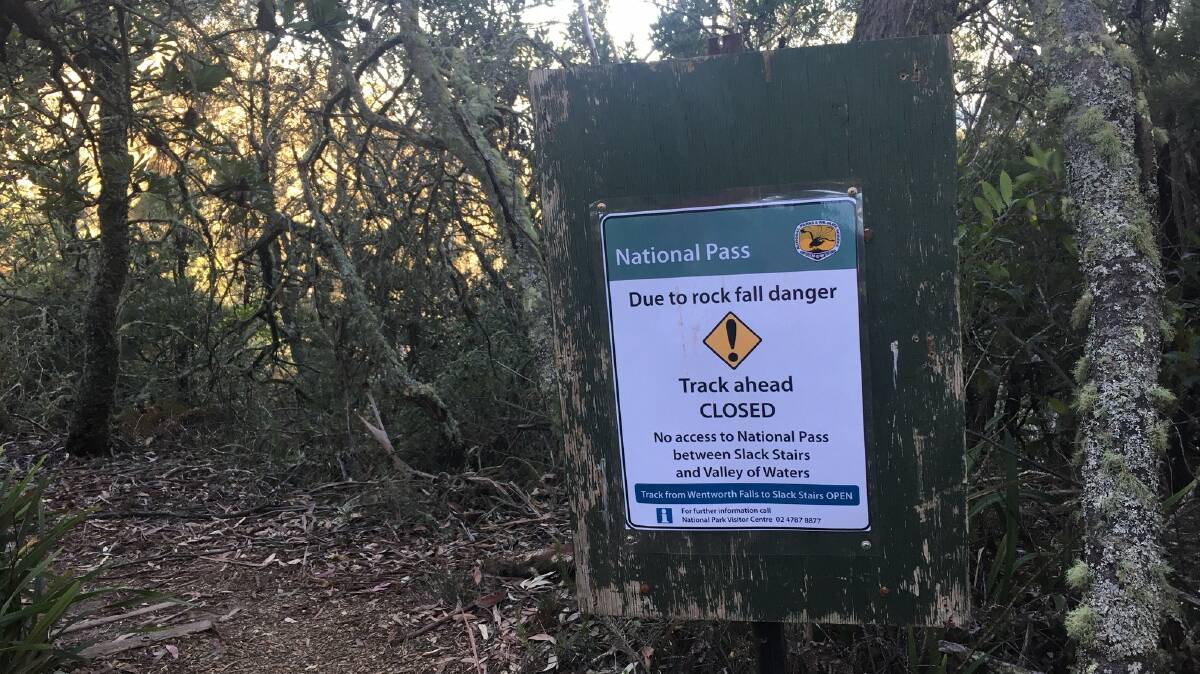 Too dangerous: One of the most popular bushwalks in the Mountains – the National Pass at Wentworth Falls – has been closed.