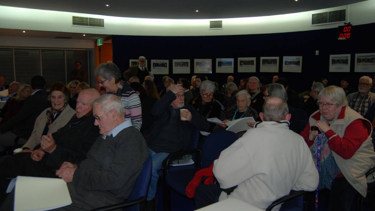 Full house: Some 70 members of the public packed the gallery at Blue Mountains Council to talk about the issues surrounding the Wayzgoose building.
