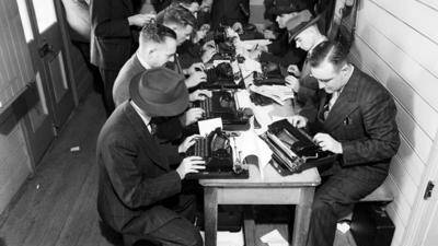 Old school: Reporters in Sydney in the early 1950s. Times have changed in journalism.