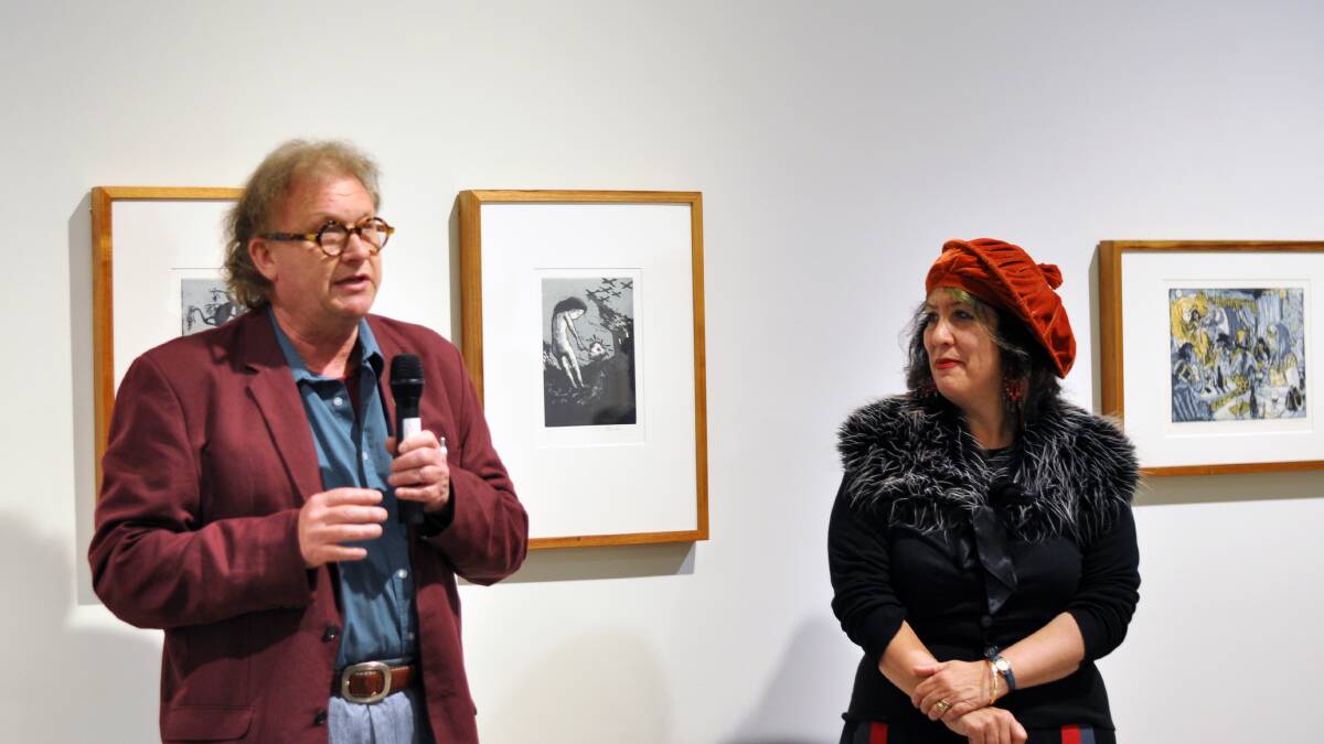 Stunning artworks: Artists Wendy Sharpe and Bernard Ollis, both in the Collection celebrate the opening.