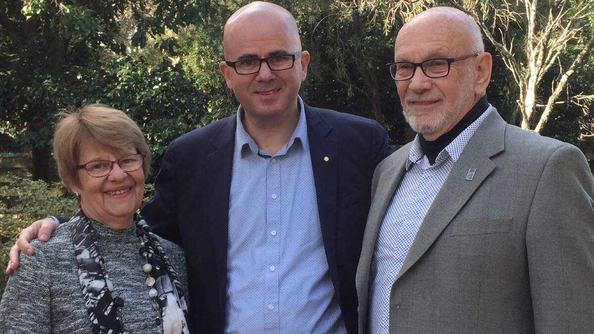 Don't extend the term: Mayor Mark Greenhill (centre) with his Labor team for his ward,  Helen Clifford and Darryl Bowling.