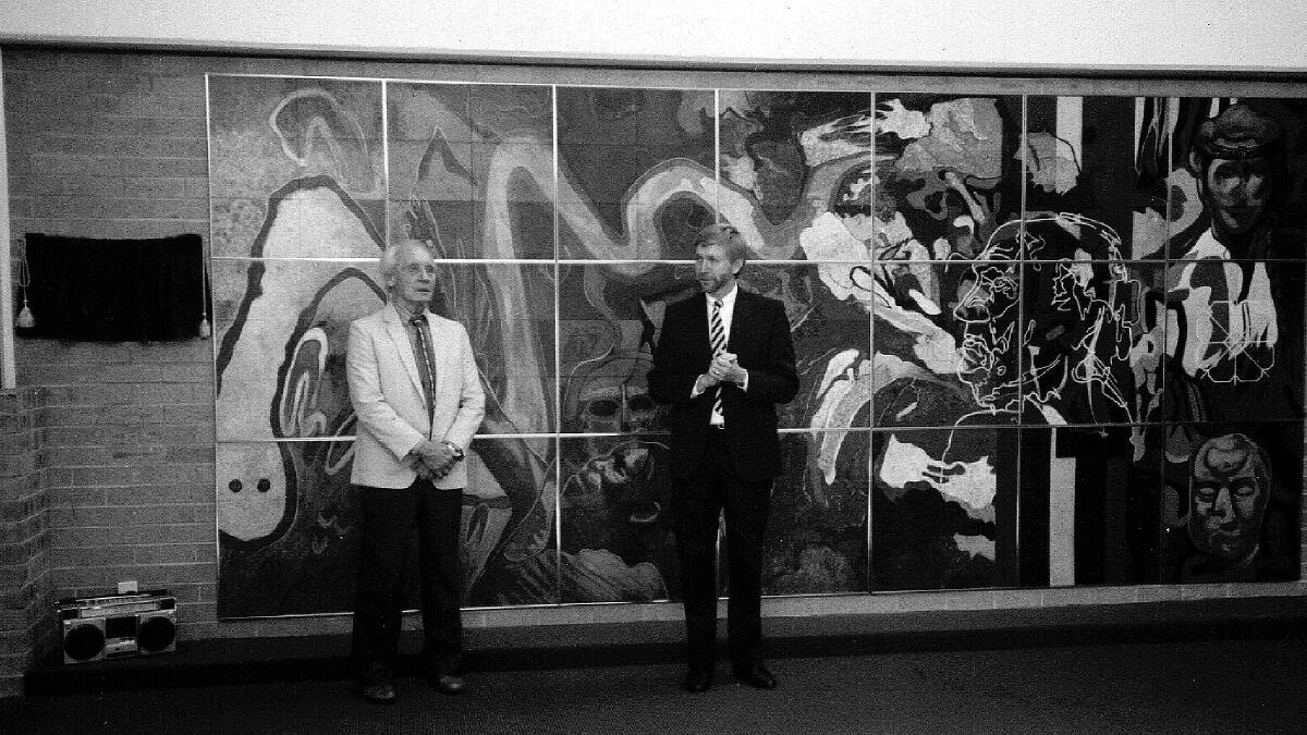 Generous donor: Reinis Zusters with Dr David Mulford, the headmaster donating the work in 1992.