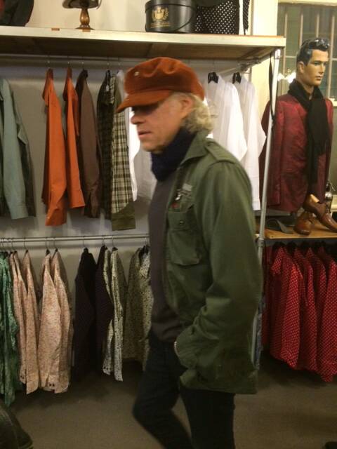 Bob Geldof checks out the merchandise.