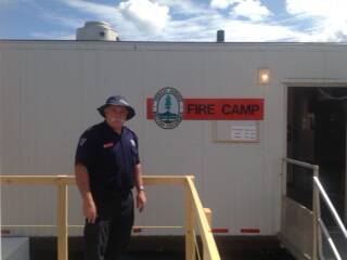 Katoomba-based Fire and Rescue NSW Metro West 3 zone commander Lindsay West at the fire control centre camp in Cariboo fire district in British Columbia, Canada, last week.