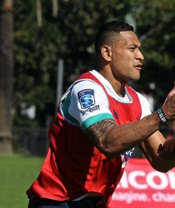 Little joy in Canberra: Israel Folau during the Waratahs training at Moore Park Tuesday. Photo: Ben Rushton