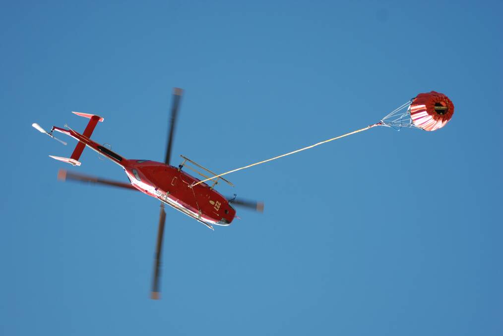 One of the helicopters in action over the weekend.