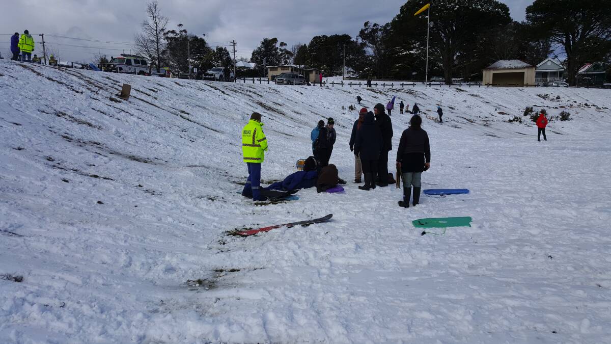 A woman was injured after tobogganing at Melrose Park. Photo: Top Notch Video.