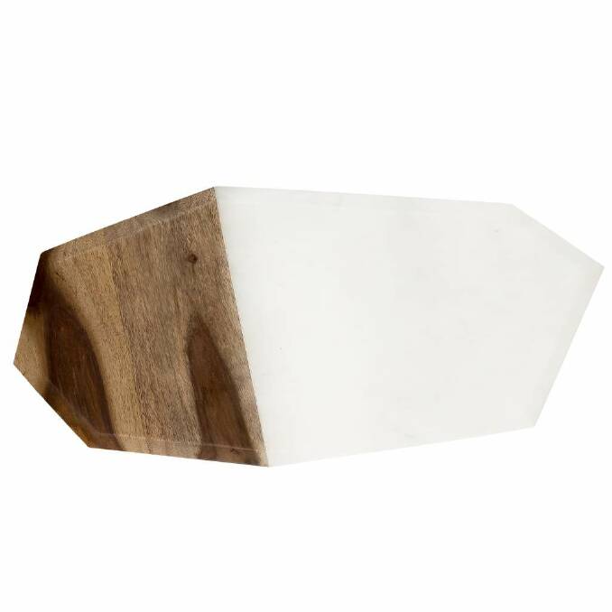Gem serving board in marble and rosewood, $59.95, freedom.com.au. Photo: Supplied