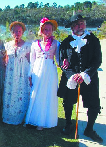 Pack your bonnets or your top hat, cravat and waistcoat: Marina Knowles, Sam and George Miller of Faulconbridge at a previous event at Wentworth Falls Lake.
