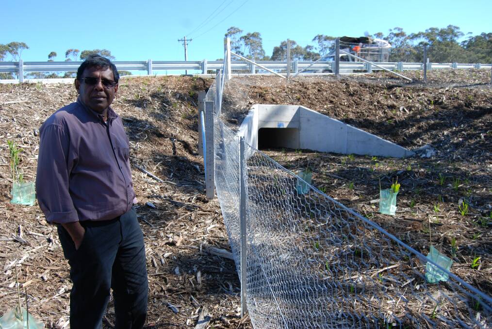 Max Anandappa, project manager for the Bullaburra west highway upgrade, outside the quoll tunnel on Bodington Hill.