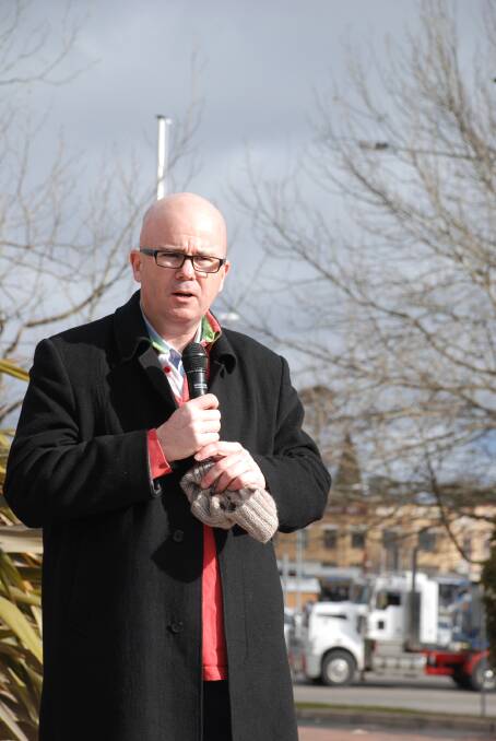 Mayor Mark Greenhill spoke a the rally.