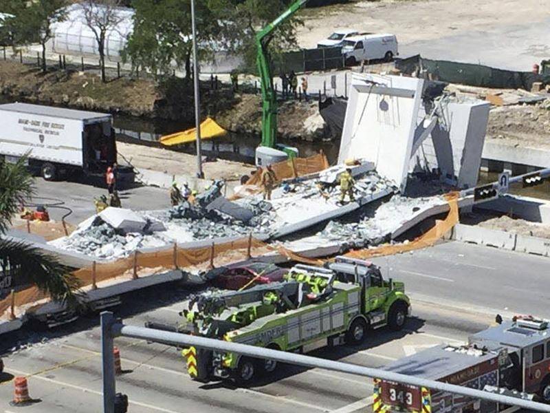 A concrete pedestrian bridge at a Florida university has collapsed, crushing vehicles and people.