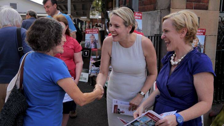 Labor hopeful for the seat of Balmain Verity Firth, right, was joined by Federal Labor MP Tanya Plibersek who came to Annandale this afternoon to lend some support. Photo: Dean Sewell