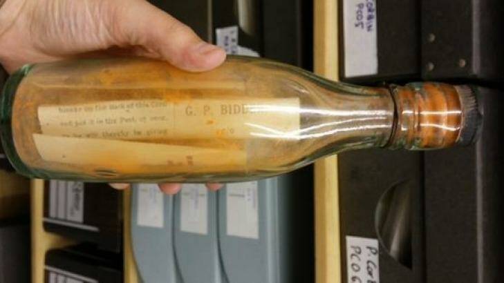 Dr George Bidder released more than 1000 bottles with messages 111 years ago. The oldest surviving one has washed up in Germany. Photo: MBA