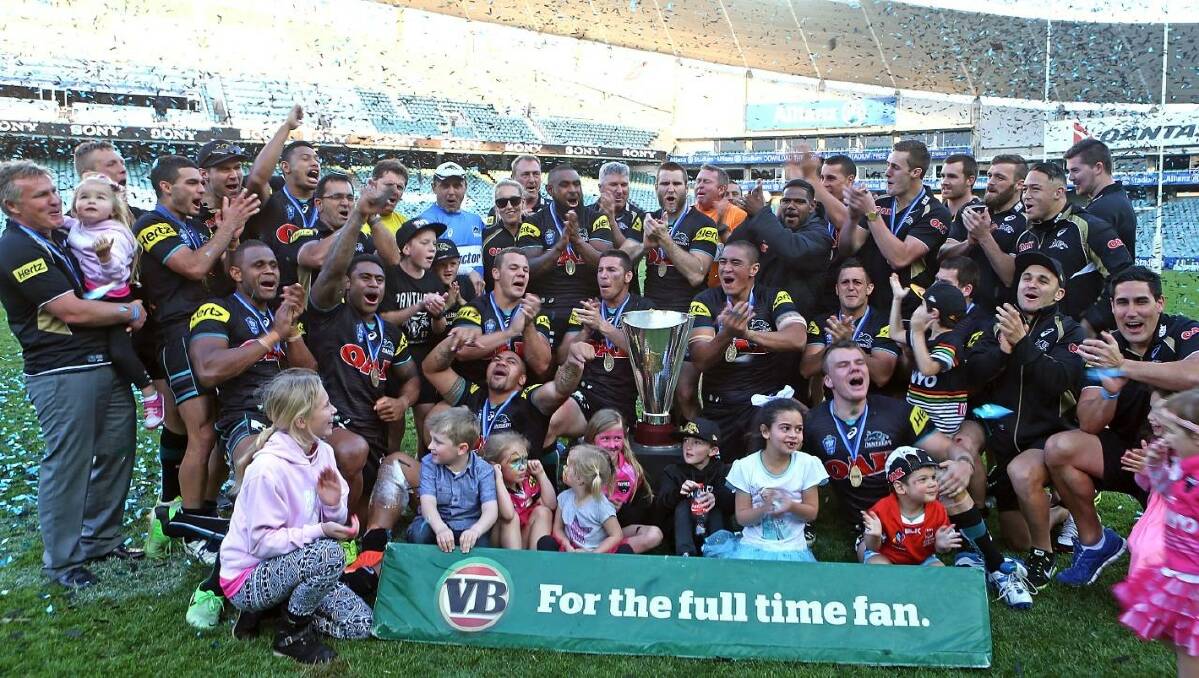 The Panthers' NSW Cup squad celebrates winning the grand final last Sunday at Allianz Stadium.