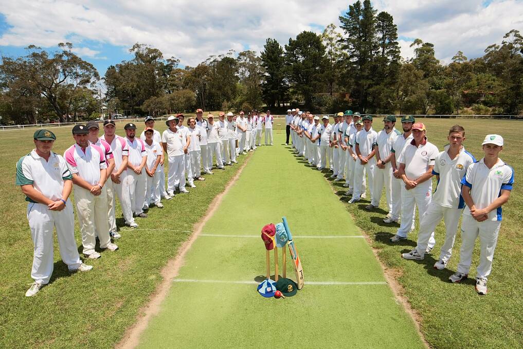 BMCA cricketers pay their respects to Phillip Hughes last weekend. Photo: Peter Elfes
