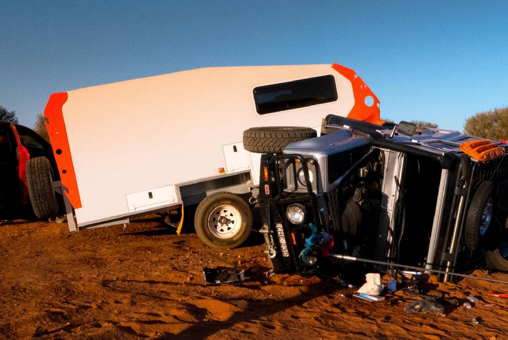 The Camilleri family's car was a write-off following a head-on collision in a remote part of the Northern Territory.