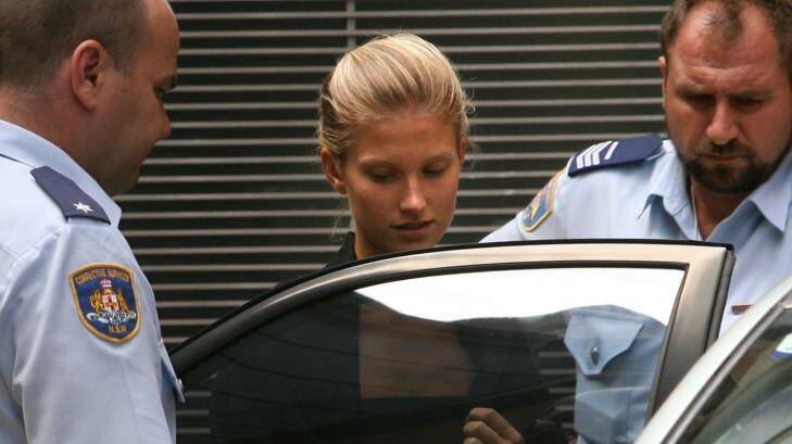 Charlotte Lindstrom leaves court under police custody during the trial. Photo: Peter Morris