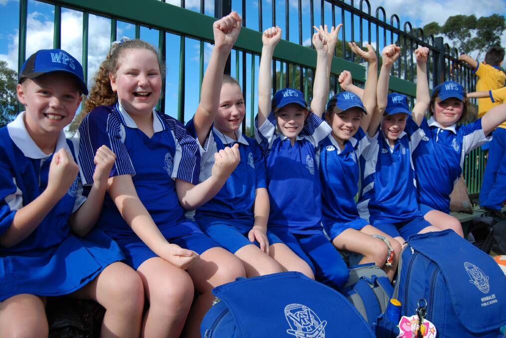 Winmalee Public School students cheer in the stands at Summerhayes Park during the Winmalee Cup last Friday.