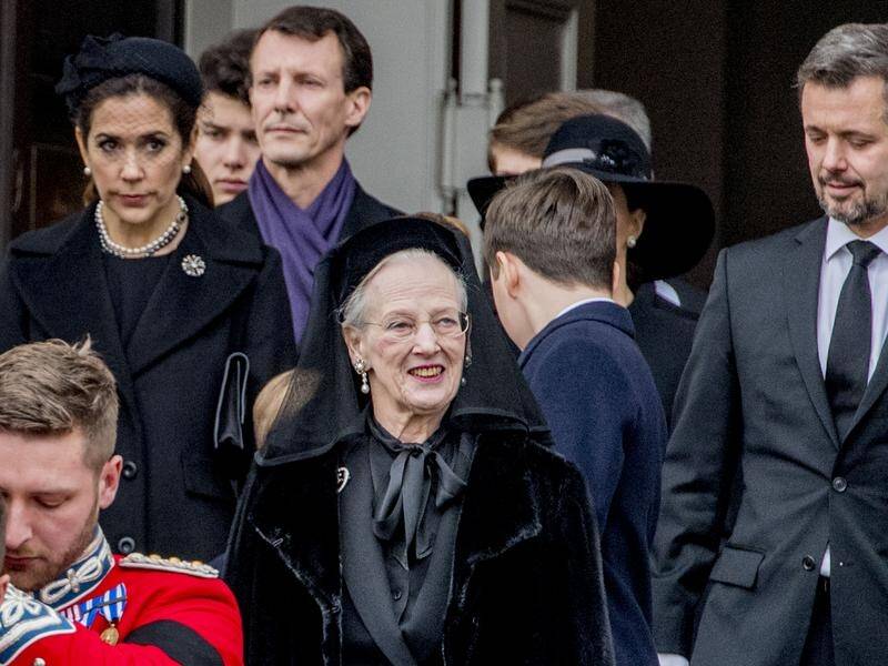 Queen Margrethe II, Crown Princess Mary and Crown Prince Frederik join mourners for Prince Henrik.