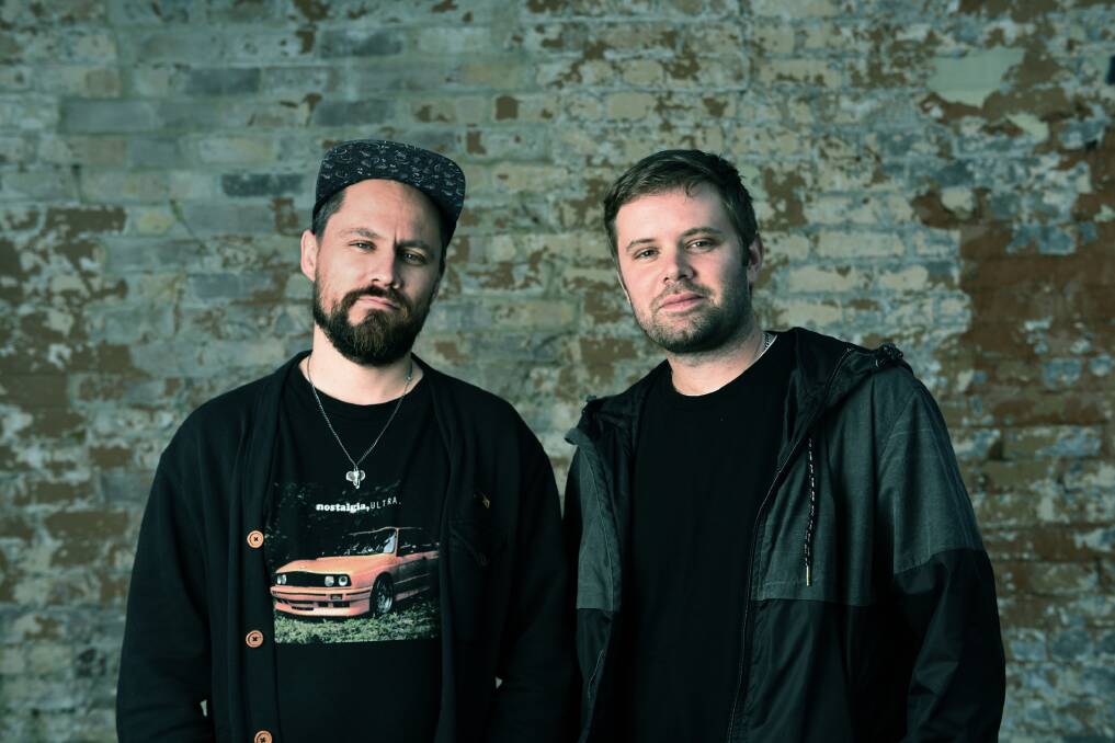 Blue Mountains electronica duo Hermitude, Luke Dubber (left) and Angus Stewart. Photo: Steven Siewert.
