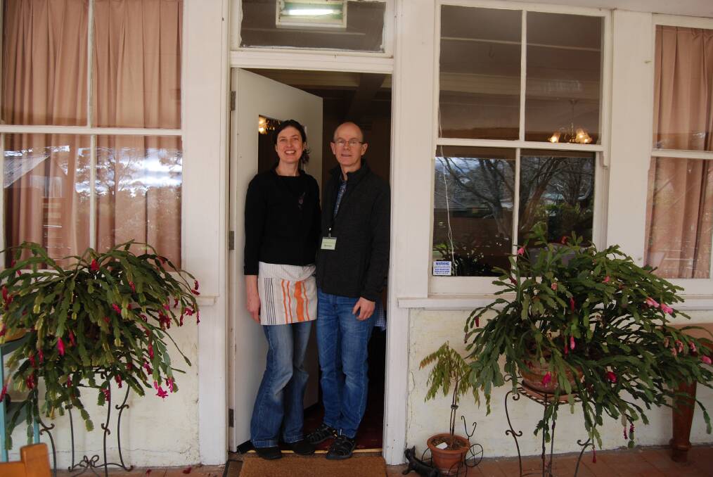 Margaret and Rowan Bouttell outside the "back door" entrance of Glenella.
