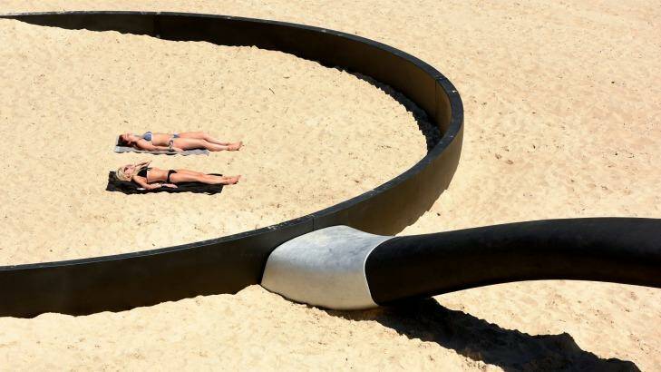 Sculpture by the sea.
Andrew Hanken's giant frying pan titled We're Fryin' out here Photo: Steven Siewert