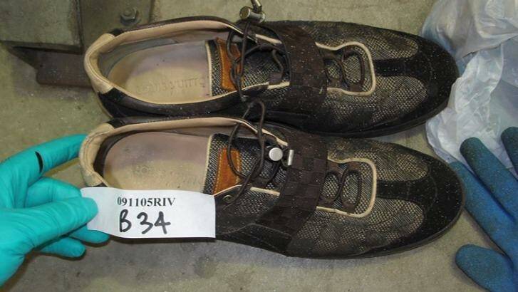 Spaliviero's Louis Vuitton shoes, which were found at a drug lab.  Photo: Supplied