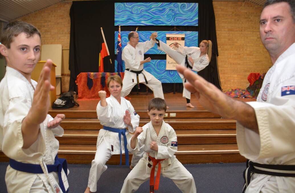 Ready for the challenge: (front) David and Martyn Driscoll, (centre) Linda and Luke Driscoll and (back) Kevin and Eibhlis Simpson will represent Australia at the 2015 GKR Karate World Cup, which begins on Friday in Liverpool, England.