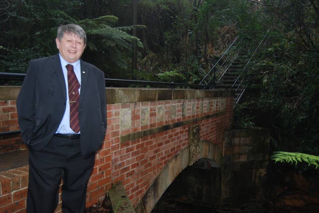 Robert Whittaker, AM, at the Apprentices Arch bridge which he designed. It runs between Leura and Katoomba.