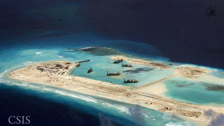 China dredges for land reclamation on the Spratly islands. Photo: CSIS