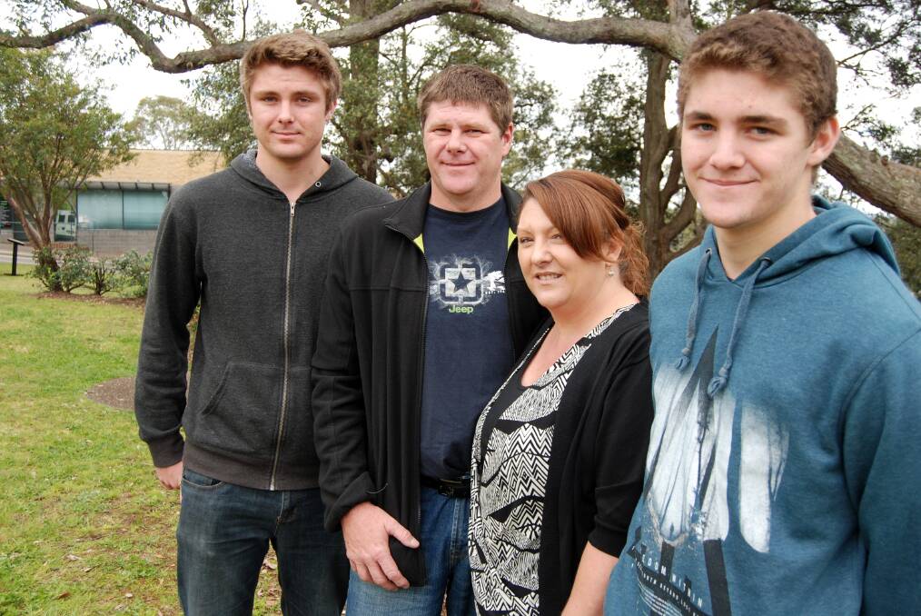 Jayden, Michael, Julie and Lucas Magennis, whose family home on Emma Parade Winmalee was destroyed and who now live in Silverdale, returned on October 17 to attend a ceremony in Springwood marking the one year anniversary of the bushfire disaster.