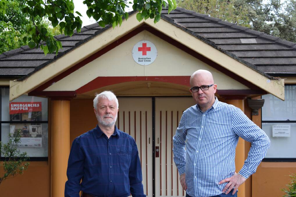 Blue Mountains mayor Mark Greenhill (right) and Clr Mick Fell, chair of the recovery community reference group, in Springwood last week.