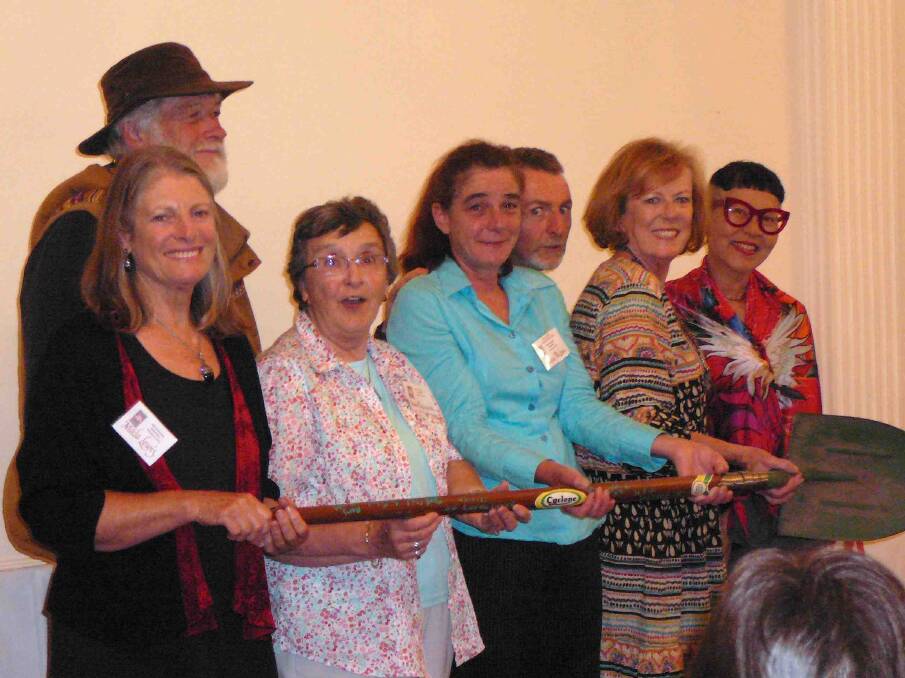 Mikla Lewis, Wyn Jones, Anne Rickwood, Tanya McLean, Ian Lett, Mary Moody and Jenny Kee at the 20th anniversary celebrations of the Blue Mountains Wildplant Rescue Service.