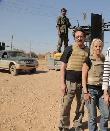 Andrew Jackson, Kim Vuga, Nicole Judge on location for Go Back To Where You Came from in Syria.