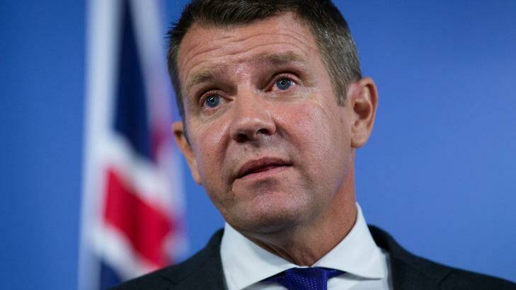 Premier Mike Baird at the press conference announcing his resignation in Sydney. Photo: Janie Barrett
