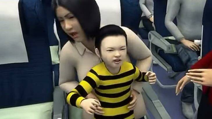An animated recreation of the incident, on China's Apple Daily, showed the boy refusing to sit in his own seat. 